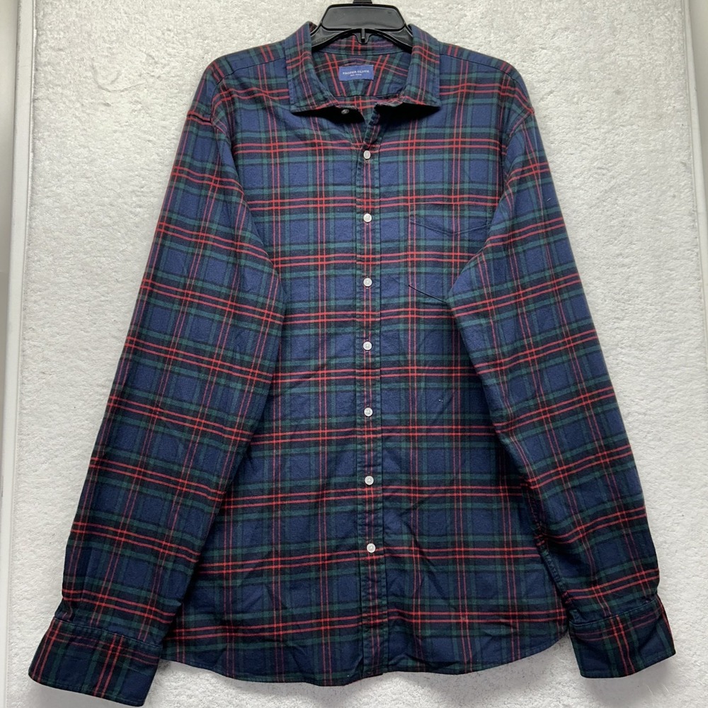Proper Cloth Mens Size XL Blue Long Sleeve Flannel Button Up Shirt (K7)